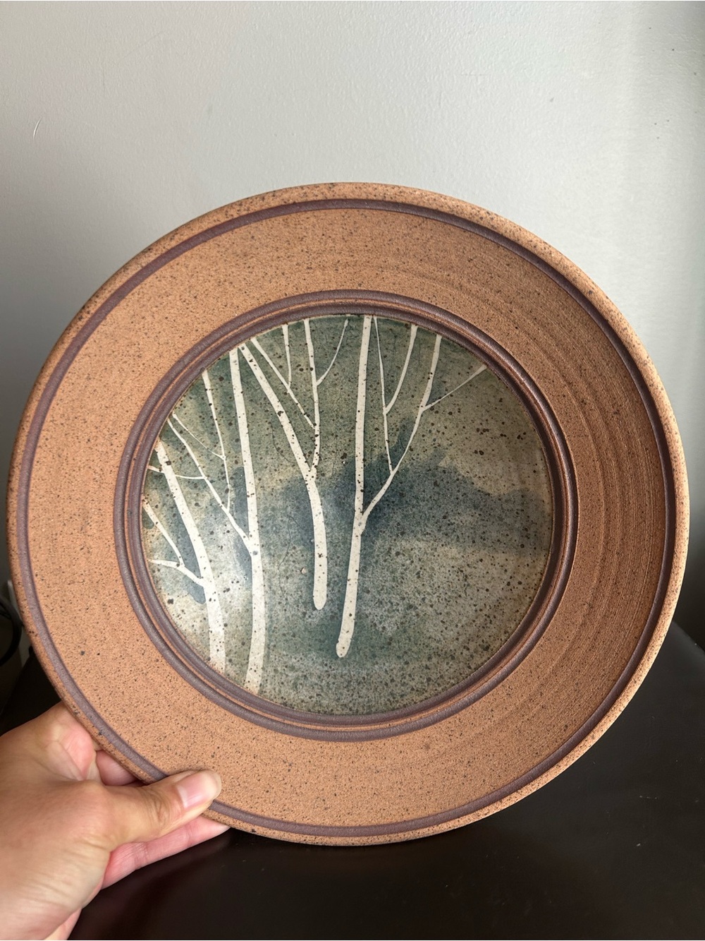 Peter Bride Birch Tree Series Vintage Stoneware Bowl 10”